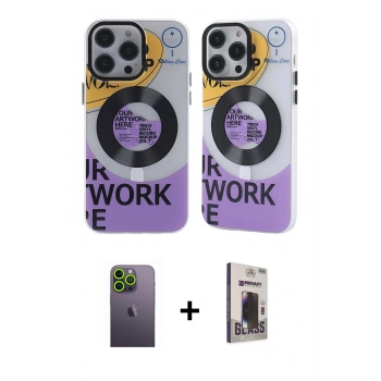 MARSİLYAN™- iPhone 13 Pro Max Kılıf Nova Doku Koleksiyonu - Siyah Bilvis Hayalet Cam Ekran Koruyucu + Neon Fosforlu Kamera Lens - YL