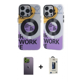 MARSİLYAN™- iPhone 13 Pro Max Kılıf Nova Doku Koleksiyonu - Siyah Bilvis Hayalet Cam Ekran Koruyucu + Neon Fosforlu Kamera Lens - YL