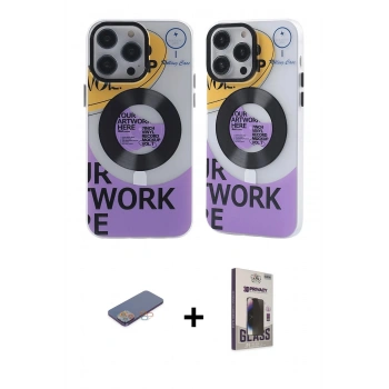 MARSİLYAN™- iPhone 13 Pro Max Kılıf Nova Doku Koleksiyonu - Siyah Bilvis Hayalet Cam Ekran Koruyucu + Renkli Kamera Lens Koruma Cam - PE