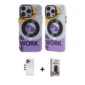 MARSİLYAN™- iPhone 13 Pro Max Kılıf Nova Doku Koleksiyonu - Siyah Bilvis Hayalet Cam Ekran Koruyucu + Shine Kamera Lens - GD