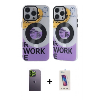 MARSİLYAN™- iPhone 13 Pro Max Kılıf Nova Doku Koleksiyonu - Siyah Joko 5D Cam + Neon Fosforlu Kamera Lens - YL