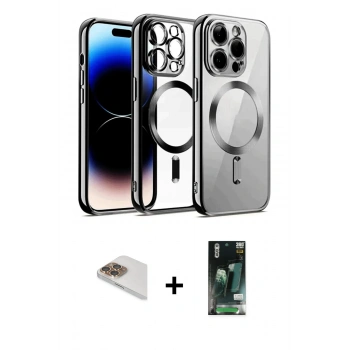 MARSİLYAN™- iPhone 13 Pro Max Kılıf Nova Işık Özel Seri - Şeffaf 360 Full Body Arka Koruyucu + Pers Alüminyum Kamera Lens - GD