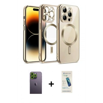MARSİLYAN™- iPhone 13 Pro Max Kılıf Nova Işık Özel Seri - Şeffaf Pasifik Cam Ekran Koruyucu + Neon Fosforlu Kamera Lens - YL