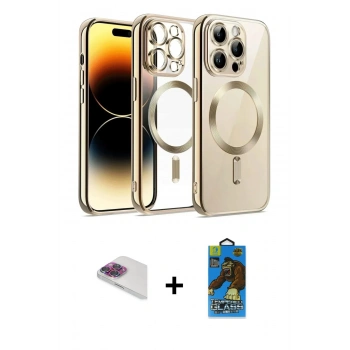 MARSİLYAN™- iPhone 13 Pro Max Kılıf Nova Işık Özel Seri - Siyah 18D Cam Ekran Koruyucu + Pers Alüminyum Kamera Lens - GI