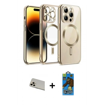 MARSİLYAN™- iPhone 13 Pro Max Kılıf Nova Işık Özel Seri - Siyah 18D Cam Ekran Koruyucu + Rainbow Kamera Lens Koruma Cam - REGD