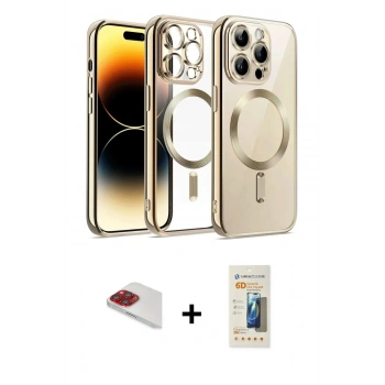 MARSİLYAN™- iPhone 13 Pro Max Kılıf Nova Işık Özel Seri - Siyah 6D Mat Seramik Hayalet Nano Ekran Koruyucu + Pers Alüminyum Kamera Lens - KI