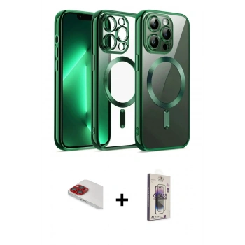 MARSİLYAN™- iPhone 13 Pro Max Kılıf Nova Işık Özel Seri - Siyah Bilvis 3D Cam Ekran Koruyucu + Pers Alüminyum Kamera Lens - KI