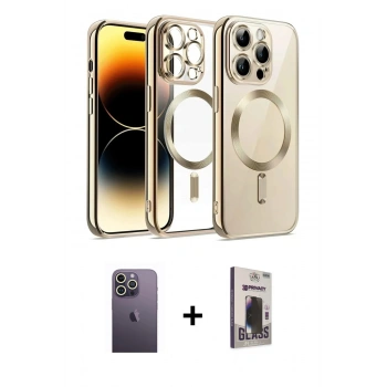 MARSİLYAN™- iPhone 13 Pro Max Kılıf Nova Işık Özel Seri - Siyah Bilvis Hayalet Cam Ekran Koruyucu + Neon Fosforlu Kamera Lens - BZ
