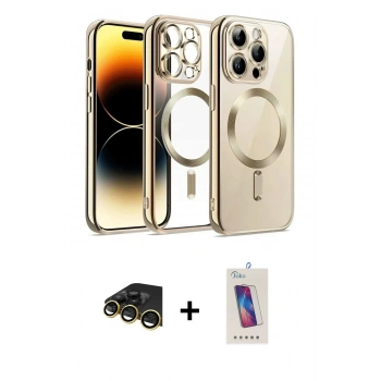 MARSİLYAN™- iPhone 13 Pro Max Kılıf Nova Işık Özel Seri - Siyah Joko 5D Cam + Raze Metal Kamera Lens - GD