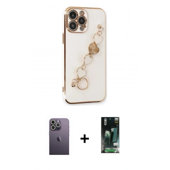 MARSİLYAN™- iPhone 13 Pro Max Kılıf Nova Işık Prime - Şeffaf 360 Full Body Arka Koruyucu + Neon Fosforlu Kamera Lens - BZ