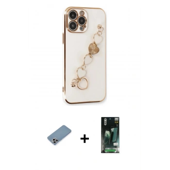 MARSİLYAN™- iPhone 13 Pro Max Kılıf Nova Işık Prime - Şeffaf 360 Full Body Arka Koruyucu + Shine Kamera Lens Koruma Cam - GI