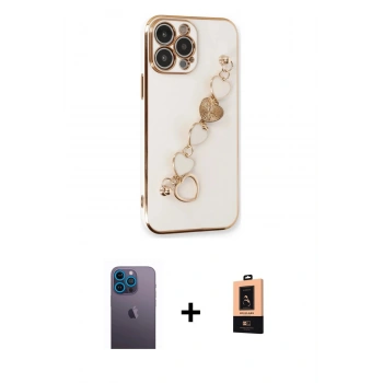 MARSİLYAN™- iPhone 13 Pro Max Kılıf Nova Işık Prime - Şeffaf Maxco Cam Ekran Koruyucu + Neon Fosforlu Kamera Lens - MI