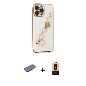 MARSİLYAN™- iPhone 13 Pro Max Kılıf Nova Işık Prime - Şeffaf Maxco Cam Ekran Koruyucu + Renkli Kamera Lens Koruma Cam - PE