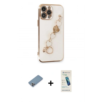 MARSİLYAN™- iPhone 13 Pro Max Kılıf Nova Işık Prime - Şeffaf Pasifik Cam Ekran Koruyucu + Shine Kamera Lens Koruma Cam - GI