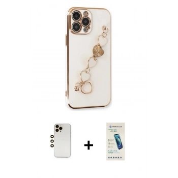 MARSİLYAN™- iPhone 13 Pro Max Kılıf Nova Işık Prime - Şeffaf Pasifik Cam Ekran Koruyucu + Shine Kamera Lens - GD