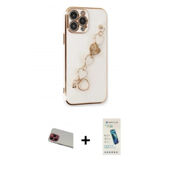 MARSİLYAN™- iPhone 13 Pro Max Kılıf Nova Işık Prime - Şeffaf Pasifik Cam Ekran Koruyucu + Rainbow Kamera Lens Koruma Cam - KI