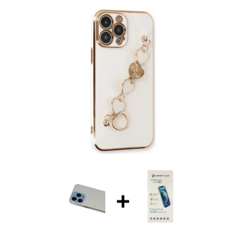 MARSİLYAN™- iPhone 13 Pro Max Kılıf Nova Işık Prime - Şeffaf Pasifik Cam Ekran Koruyucu + Rainbow Kamera Lens Koruma Cam - MI