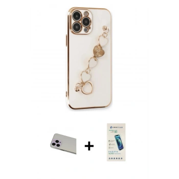 MARSİLYAN™- iPhone 13 Pro Max Kılıf Nova Işık Prime - Şeffaf Pasifik Cam Ekran Koruyucu + Rainbow Kamera Lens Koruma Cam - MR
