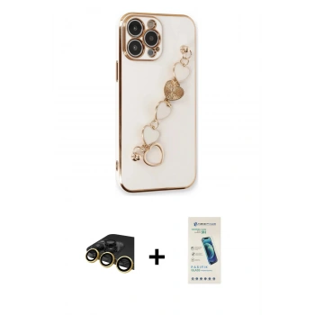 MARSİLYAN™- iPhone 13 Pro Max Kılıf Nova Işık Prime - Şeffaf Pasifik Cam Ekran Koruyucu + Raze Metal Kamera Lens - GD