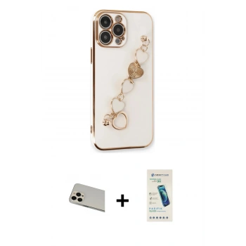 MARSİLYAN™- iPhone 13 Pro Max Kılıf Nova Işık Prime - Şeffaf Pasifik Cam Ekran Koruyucu + Rainbow Kamera Lens Koruma Cam - REGD