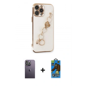 MARSİLYAN™- iPhone 13 Pro Max Kılıf Nova Işık Prime - Siyah 18D Cam Ekran Koruyucu + Neon Fosforlu Kamera Lens - BZ