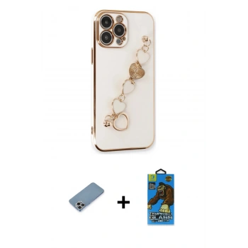 MARSİLYAN™- iPhone 13 Pro Max Kılıf Nova Işık Prime - Siyah 18D Cam Ekran Koruyucu + Shine Kamera Lens Koruma Cam - GI
