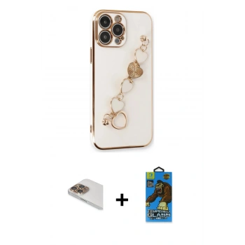 MARSİLYAN™- iPhone 13 Pro Max Kılıf Nova Işık Prime - Siyah 18D Cam Ekran Koruyucu + Pers Alüminyum Kamera Lens - GD