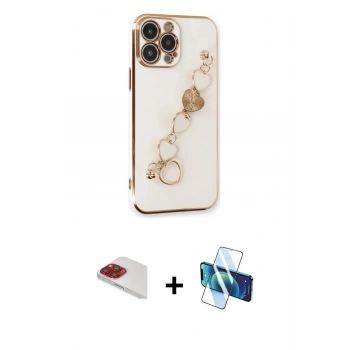 MARSİLYAN™- iPhone 13 Pro Max Kılıf Nova Işık Prime - Siyah 3D Antistatik Cam Ekran Koruyucu + Pers Alüminyum Kamera Lens - KI