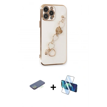 MARSİLYAN™- iPhone 13 Pro Max Kılıf Nova Işık Prime - Siyah 3D Antistatik Cam Ekran Koruyucu + Renkli Kamera Lens Koruma Cam - YL