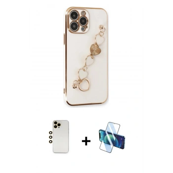 MARSİLYAN™- iPhone 13 Pro Max Kılıf Nova Işık Prime - Siyah 3D Antistatik Cam Ekran Koruyucu + Shine Kamera Lens - GD