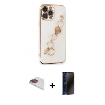 MARSİLYAN™- iPhone 13 Pro Max Kılıf Nova Işık Prime - Siyah 3D Antistatik Hayalet Cam Ekran Koruyucu + Pers Alüminyum Kamera Lens - GI