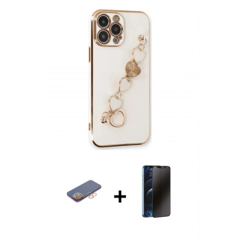 MARSİLYAN™- iPhone 13 Pro Max Kılıf Nova Işık Prime - Siyah 3D Antistatik Hayalet Cam Ekran Koruyucu + Renkli Kamera Lens Koruma Cam - TU