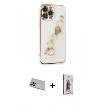 MARSİLYAN™- iPhone 13 Pro Max Kılıf Nova Işık Prime - Siyah Bilvis 3D Cam Ekran Koruyucu + Rainbow Kamera Lens Koruma Cam - MR