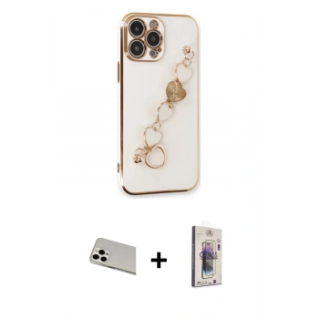 MARSİLYAN™- iPhone 13 Pro Max Kılıf Nova Işık Prime - Siyah Bilvis 3D Cam Ekran Koruyucu + Rainbow Kamera Lens Koruma Cam - BZ