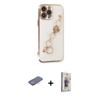 MARSİLYAN™- iPhone 13 Pro Max Kılıf Nova Işık Prime - Siyah Bilvis 3D Cam Ekran Koruyucu + Renkli Kamera Lens Koruma Cam - PE