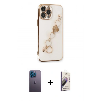 MARSİLYAN™- iPhone 13 Pro Max Kılıf Nova Işık Prime - Siyah Bilvis 3D Mat Cam Ekran Koruyucu + Neon Fosforlu Kamera Lens - MI