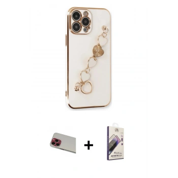 MARSİLYAN™- iPhone 13 Pro Max Kılıf Nova Işık Prime - Siyah Bilvis 3D Mat Cam Ekran Koruyucu + Rainbow Kamera Lens Koruma Cam - KI