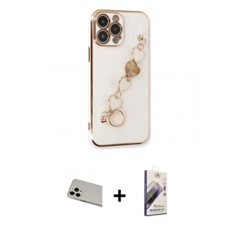 MARSİLYAN™- iPhone 13 Pro Max Kılıf Nova Işık Prime - Siyah Bilvis 3D Mat Cam Ekran Koruyucu + Rainbow Kamera Lens Koruma Cam - REGD