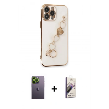 MARSİLYAN™- iPhone 13 Pro Max Kılıf Nova Işık Prime - Siyah Bilvis 3D Mat Cam Ekran Koruyucu + Neon Fosforlu Kamera Lens - YL