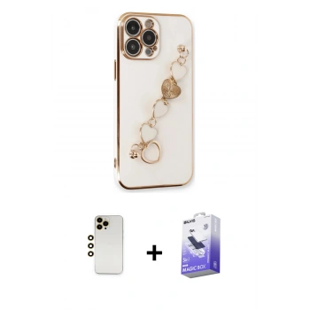 MARSİLYAN™- iPhone 13 Pro Max Kılıf Nova Işık Prime - Siyah Bilvis 5in1 5D Magic Hayalet Cam Ekran Koruyucu + Shine Kamera Lens - GD