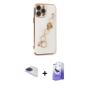 MARSİLYAN™- iPhone 13 Pro Max Kılıf Nova Işık Prime - Siyah Bilvis 5in1 5D Magic Hayalet Cam Ekran Koruyucu + Pers Alüminyum Kamera Lens - LT