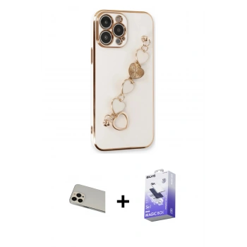 MARSİLYAN™- iPhone 13 Pro Max Kılıf Nova Işık Prime - Siyah Bilvis 5in1 5D Magic Hayalet Cam Ekran Koruyucu + Rainbow Kamera Lens Koruma Cam - REGD