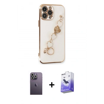 MARSİLYAN™- iPhone 13 Pro Max Kılıf Nova Işık Prime - Siyah Bilvis 5in1 5D Magic Hayalet Cam Ekran Koruyucu + Neon Fosforlu Kamera Lens - BZ