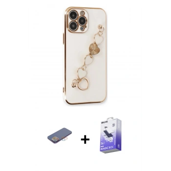 MARSİLYAN™- iPhone 13 Pro Max Kılıf Nova Işık Prime - Siyah Bilvis 5in1 5D Magic Hayalet Cam Ekran Koruyucu + Renkli Kamera Lens Koruma Cam - PE