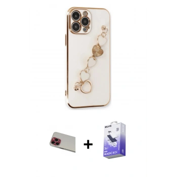 MARSİLYAN™- iPhone 13 Pro Max Kılıf Nova Işık Prime - Siyah Bilvis 5in1 5D Magic Hayalet Cam Ekran Koruyucu + Rainbow Kamera Lens Koruma Cam - KI