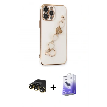 MARSİLYAN™- iPhone 13 Pro Max Kılıf Nova Işık Prime - Siyah Bilvis 5in1 5D Magic Hayalet Cam Ekran Koruyucu + Raze Metal Kamera Lens - GD