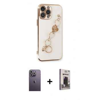 MARSİLYAN™- iPhone 13 Pro Max Kılıf Nova Işık Prime - Siyah Bilvis Hayalet Cam Ekran Koruyucu + Neon Fosforlu Kamera Lens - BZ