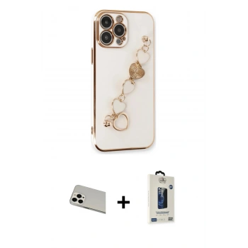 MARSİLYAN™- iPhone 13 Pro Max Kılıf Nova Işık Prime - Siyah Bilvis Hayalet Cam Ekran Koruyucu + Rainbow Kamera Lens Koruma Cam - BZ