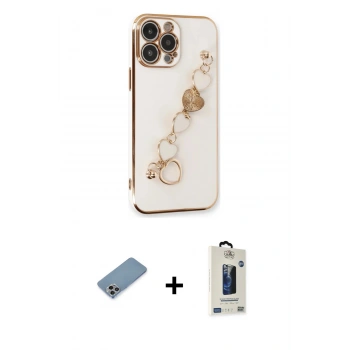 MARSİLYAN™- iPhone 13 Pro Max Kılıf Nova Işık Prime - Siyah Bilvis Hayalet Cam Ekran Koruyucu + Shine Kamera Lens Koruma Cam - GI