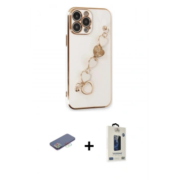 MARSİLYAN™- iPhone 13 Pro Max Kılıf Nova Işık Prime - Siyah Bilvis Hayalet Cam Ekran Koruyucu + Renkli Kamera Lens Koruma Cam - MI